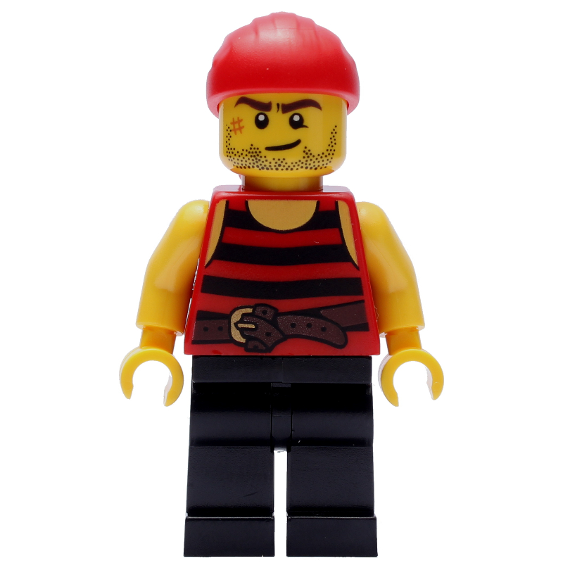 LEGO Pirate - Red Stripes, Black Legs, Red Bandana, Scar (fig-005089)
