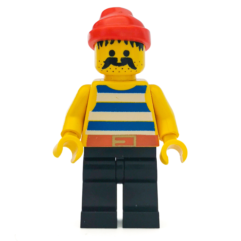 LEGO Pirate - Blue Stripes, Black Legs, Red Bandana (fig-005095)