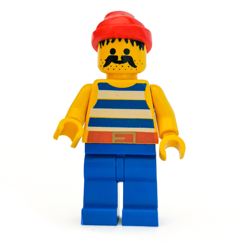 LEGO Pirate - Blue Stripes, Blue Legs, Red Bandana, Gold Belt Buckle, 3626b (fig-005099)