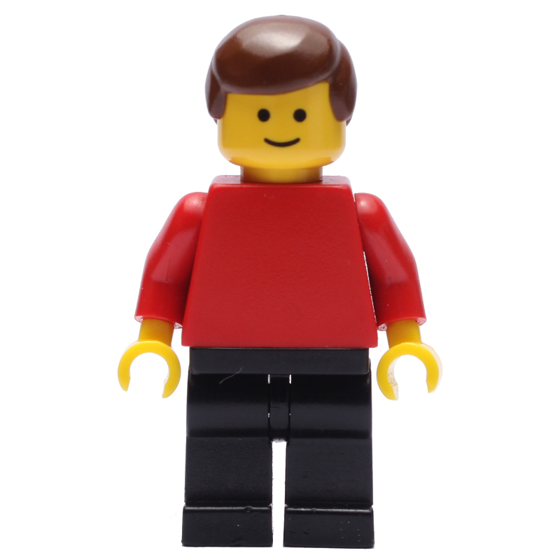 LEGO Man - Red Torso, Black Legs Brown Hair (fig-005100)