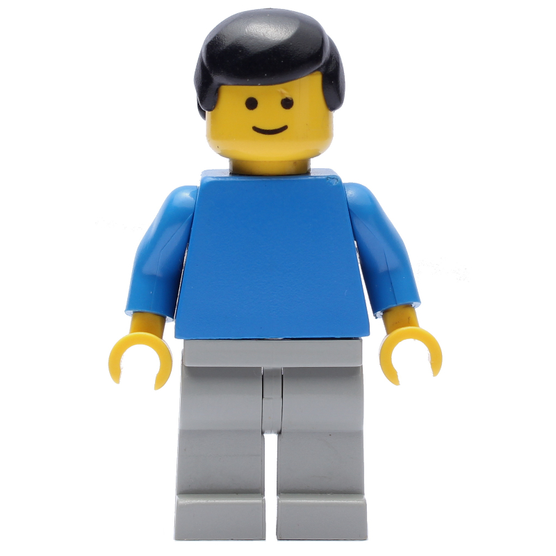 LEGO Man - Blue Torso, Light grey Legs, Black Hair (fig-005105)