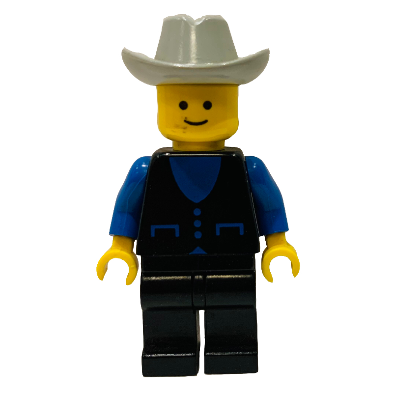 LEGO Man - Black Jacket, Black Legs, Light Gray Cowboy Hat (fig-005108)