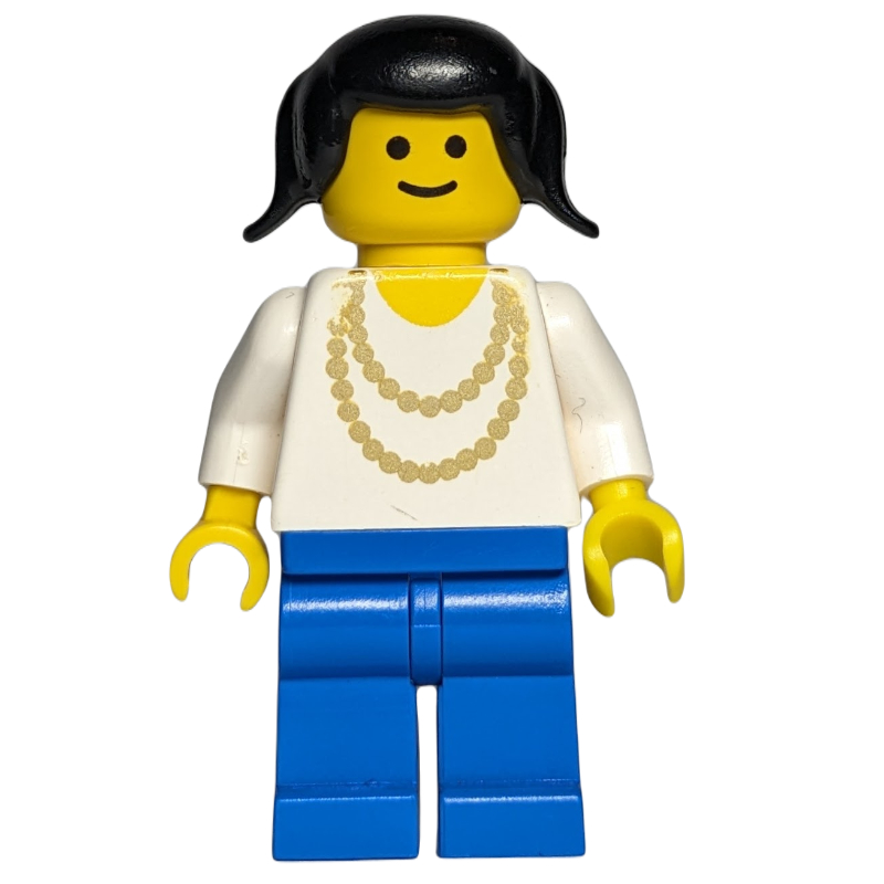 LEGO Woman - White Torso, Yellow Necklace, Blue Legs (fig-005109)