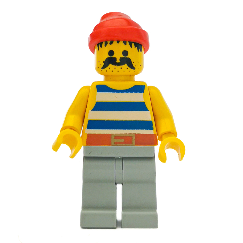 LEGO Pirate - Blue Stripes, Light Gray Legs, Red Bandana, 3626a (fig-005111)
