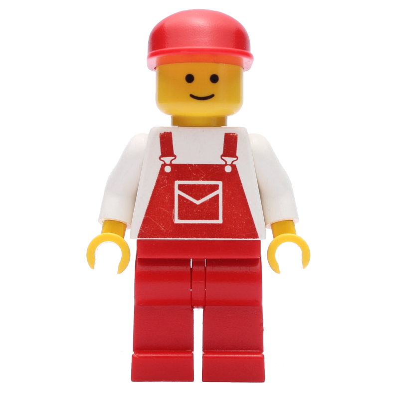 LEGO Man - White Torso, Red Overall, Red Cap (3626b Head) (fig-005112)