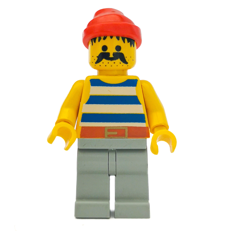 LEGO Pirate - Blue Stripes, Light Gray Legs, Red Bandana, 3626b (fig-005113)