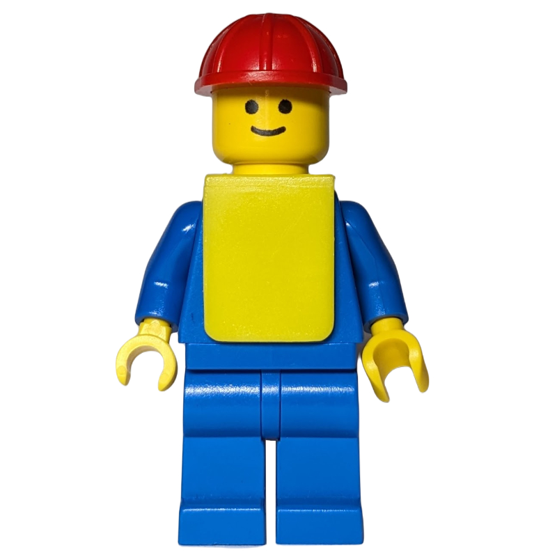 LEGO Man - Blue Torso, Blue Legs, Red Helmet, Yellow Vest (fig-005114)