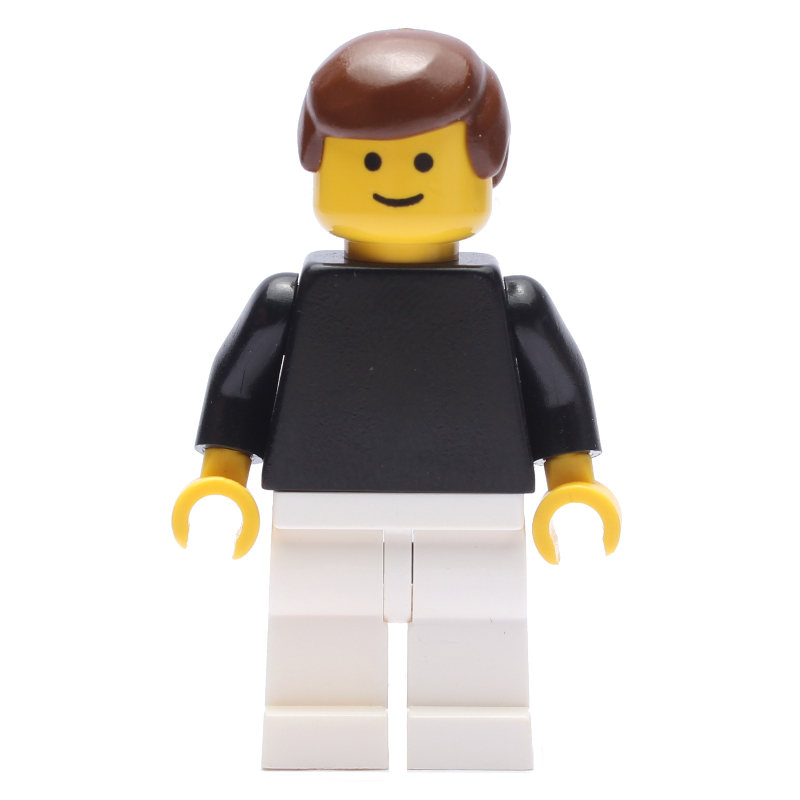 LEGO Man - Black Torso, White Legs, Brown Hair (fig-005120)