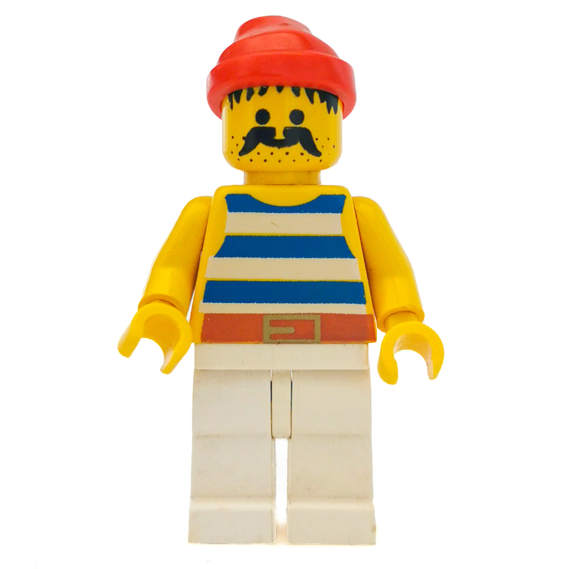 LEGO Pirate - Blue Stripes, White Legs, Red Bandana, Gold Belt Buckle, 3626b (fig-005124)