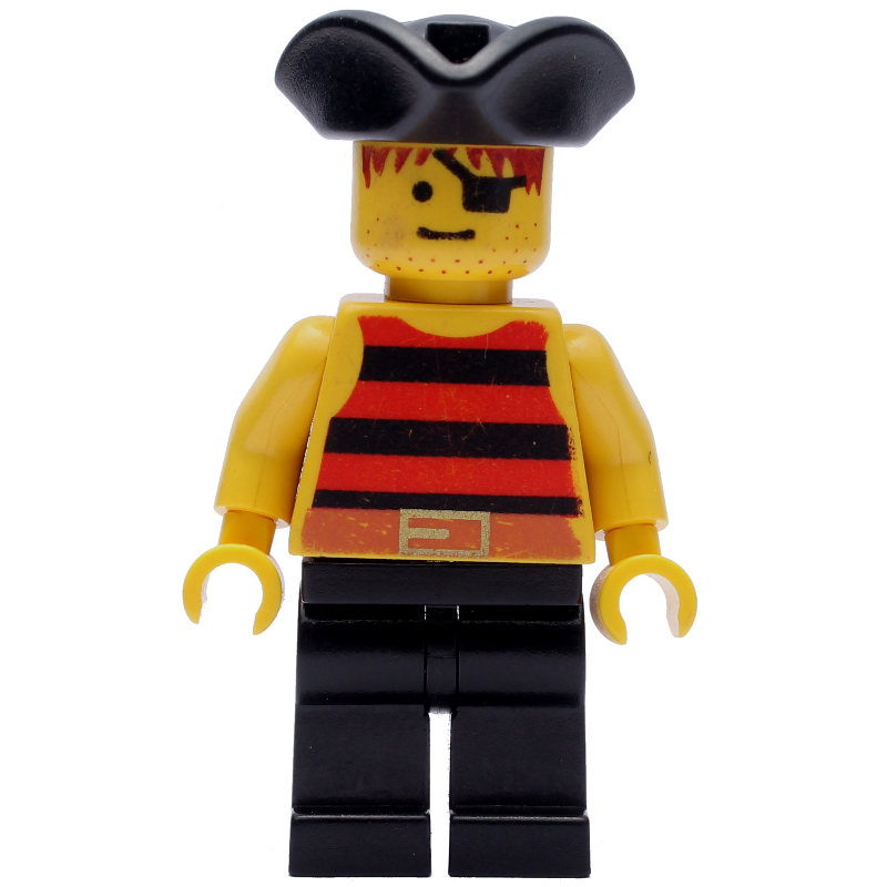 LEGO Pirate - Red/Black Stripes, Black Legs, Black Tricorne (fig-005125)