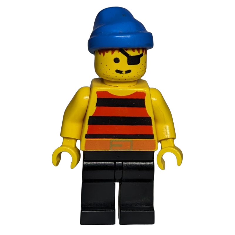 LEGO Pirate - Red/Black Stripes, Black Legs, Blue Bandana (fig-005126)