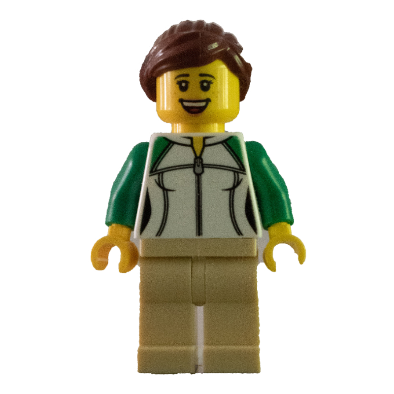LEGO Woman - White Sweatshirt, Tan Legs, Reddish Brown Hair (fig-005128)
