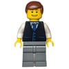 Man - Black Vest, Dark Bluish Gray Legs, Reddish Brown Hair