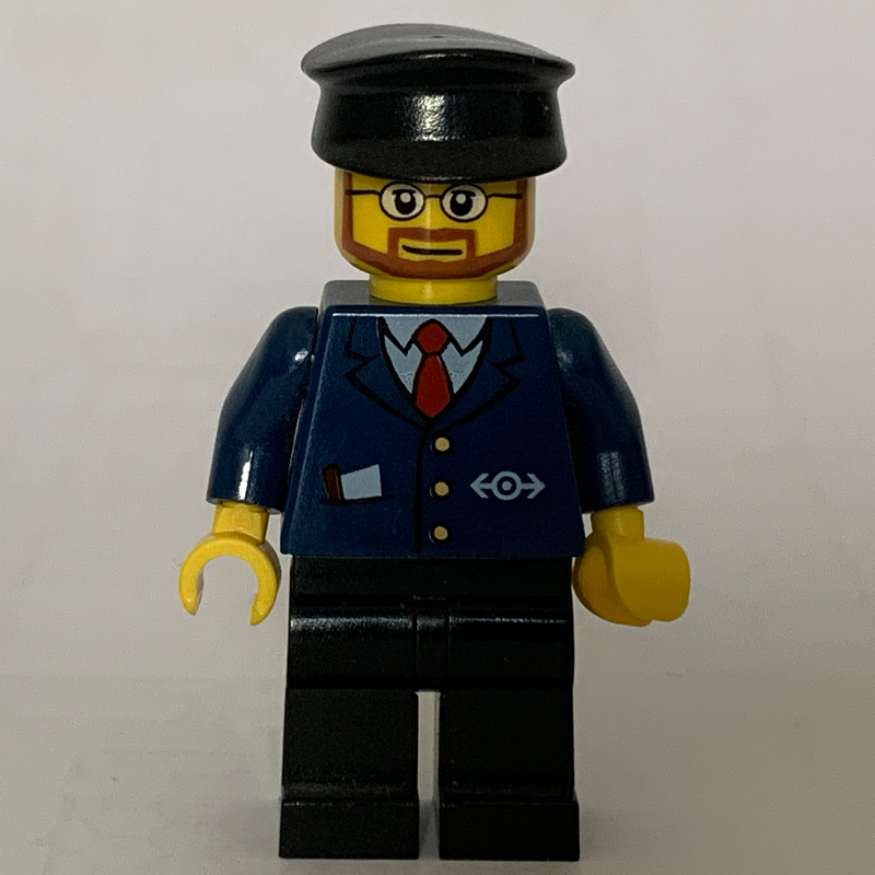 LEGO Conductor - Dark Blue Jacket, Black Legs, Black Hat, Beard (fig-005132)