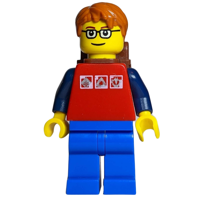 LEGO Man - Red Torso, Blue Legs, Backpack (fig-005133)