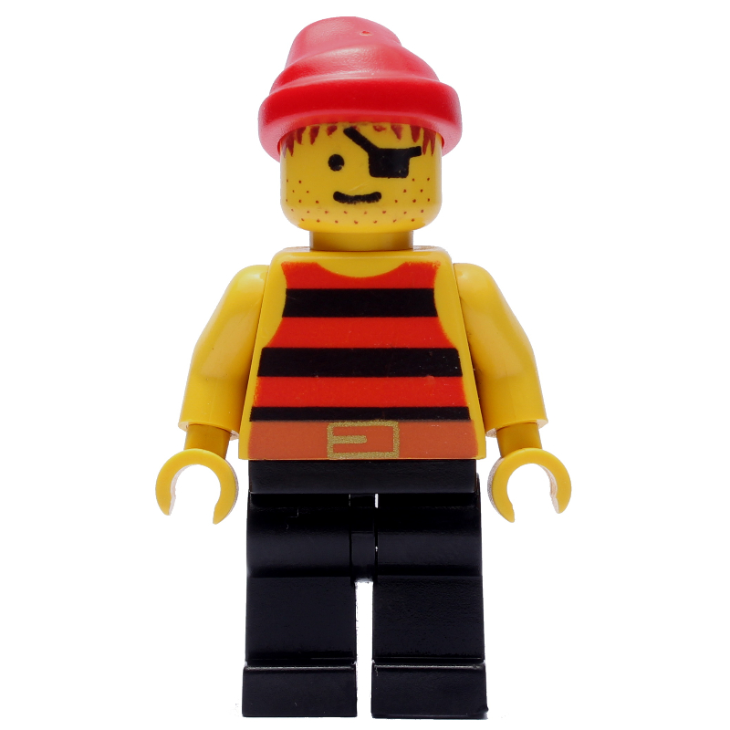 LEGO Pirate - Red/Black Stripes, Black Legs, Red Bandana, Eyepatch (Old) (fig-005136)