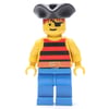 Pirate - Red/Black Stripes, Blue Legs, Black Tricorne