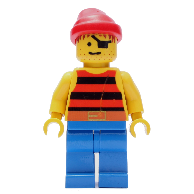 LEGO Pirate - Red/Black Stripes, Blue Legs, Red Bandana (fig-005139)