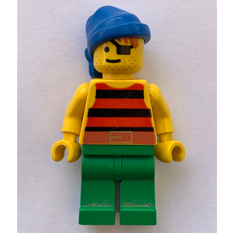 LEGO Pirate - Red/Black Stripes, Green Legs, Blue Bandana (fig-005140)