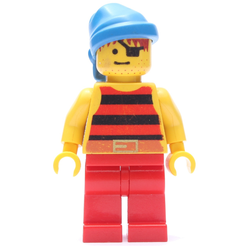 LEGO Pirate - Red/Black Stripes, Red Legs, Blue Bandana (fig-005142)