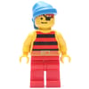 Pirate - Red/Black Stripes, Red Legs, Blue Bandana