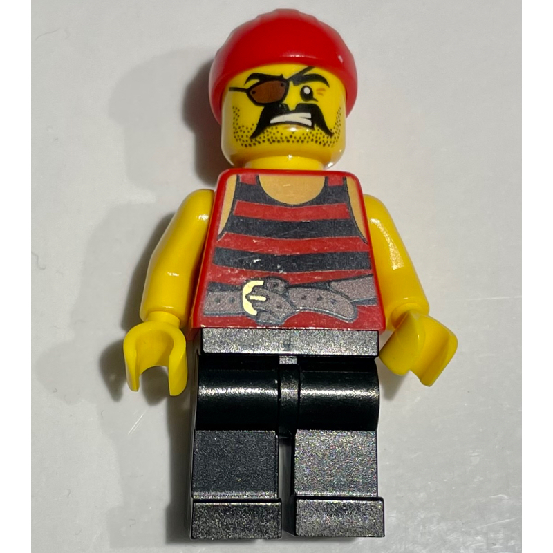 LEGO Pirate - Red/Black Stripes, Black Legs, Red Bandana, Eyepatch (New) (fig-005146)