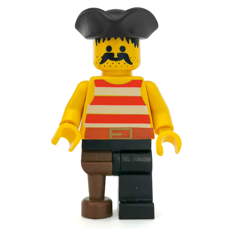 LEGO Pirate - Red Stripes, Peg Leg, Black Tricorne (fig-005148)