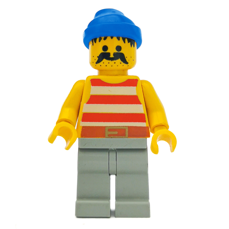LEGO Pirate - Red Stripes, Light Gray Legs, Blue Bandana, 3626a (fig-005152)