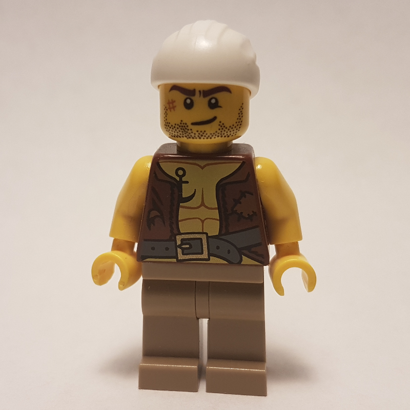 LEGO Pirate - Anchor Tattoo, Dark Tan Legs, White Bandana (fig-005159)