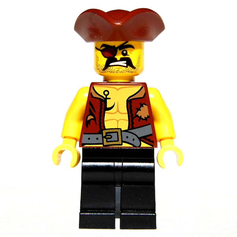LEGO Pirate - Anchor Tattoo, Black Legs, Reddish Brown Tricorne (fig-005160)