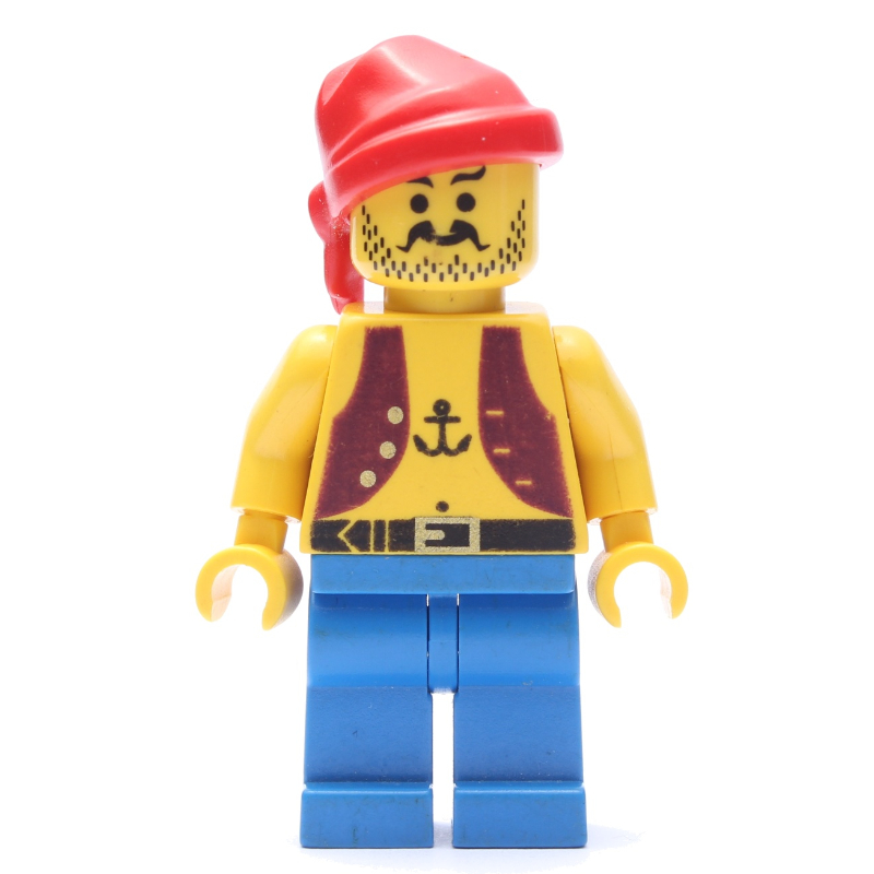 LEGO Pirate - Dark Purple Vest, Anchor Tattoo, Blue Legs, Red Bandana (fig-005161)