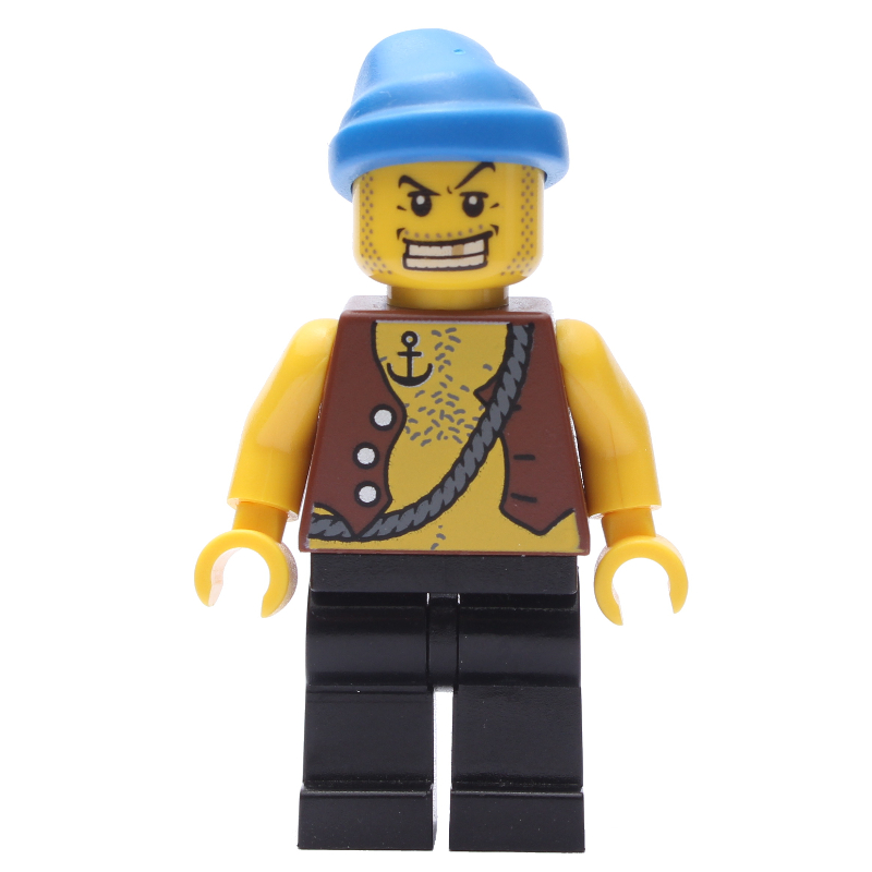 LEGO Pirate - Anchor Tattoo, Black Legs, Blue Bandana, Gold Tooth (fig-005207)