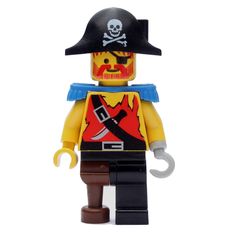 LEGO Pirate - Shirt with Knife, Peg Leg, Blue Epaulettes (fig-005217)