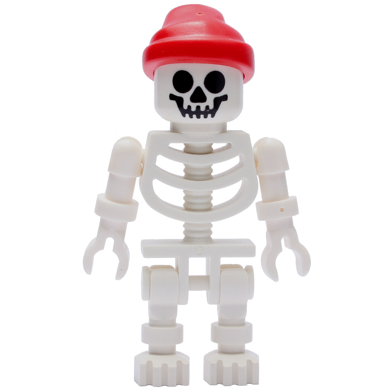 LEGO Skeleton, Standard Face, Red Bandana Hat, Ball Joint Arms (fig-005288)