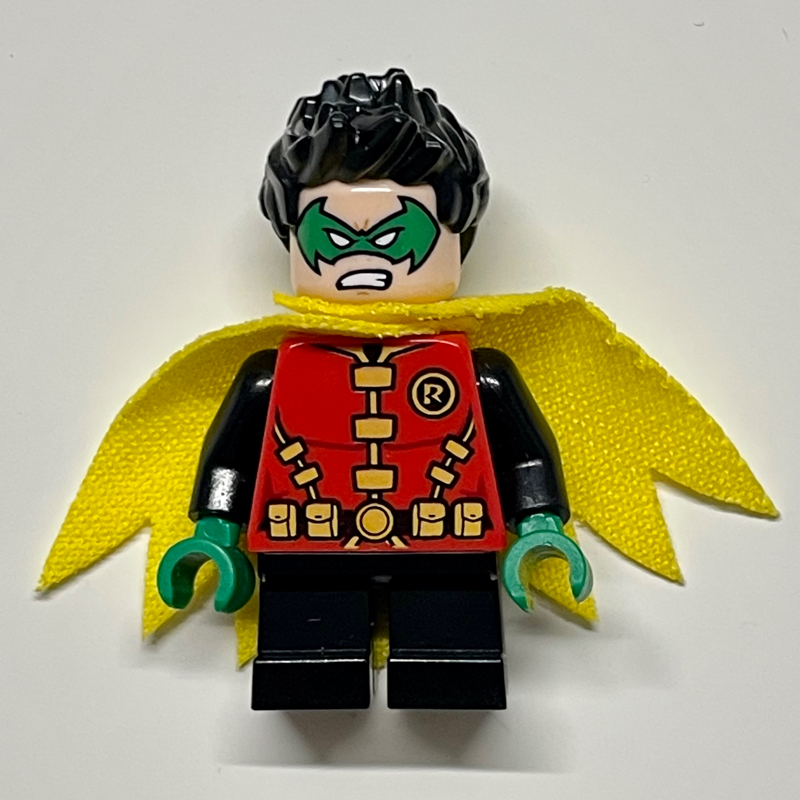 LEGO Robin with Green Eyemask and Hands, Short Legs, and Yellow Cape (fig-005474)