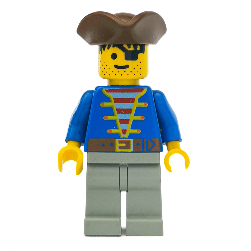 LEGO Pirate - Blue Jacket, Light Gray Legs, Brown Tricorne (3626a Head) (fig-005514)
