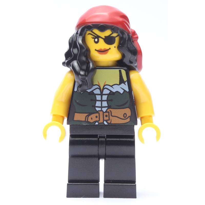 LEGO Pirate - Female, Black Hair with Bandana, Yellow Arms (fig-005527)