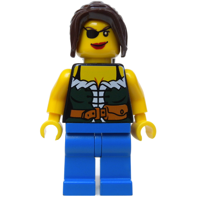 LEGO Pirate - Female, Blue Legs, Dark Brown Hair (fig-005529)