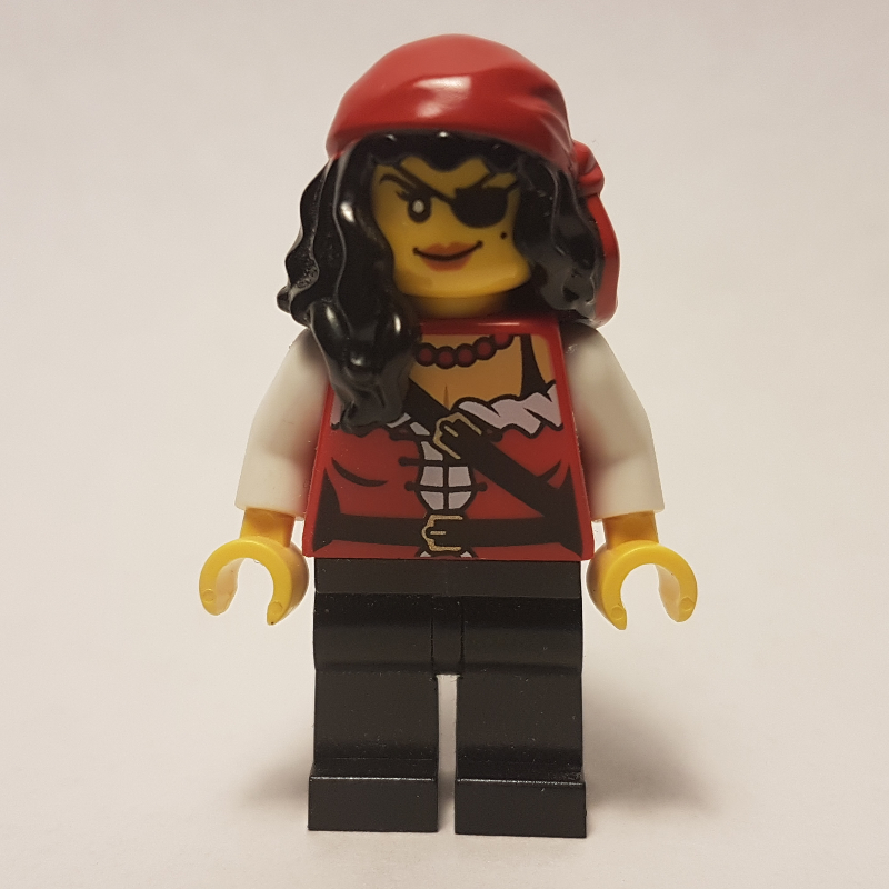 LEGO Pirate - Female, Black Hair with Bandana, White Arms (fig-005535)