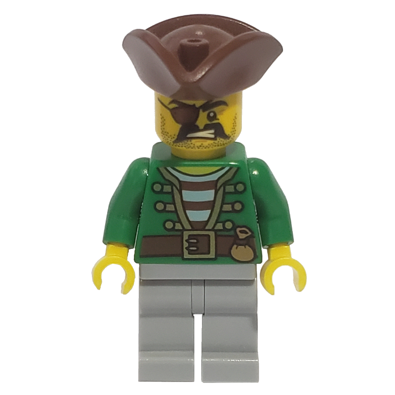 LEGO Pirate - Green Jacket, Light Bluish Grey Legs, Brown Tricorne (fig-005542)