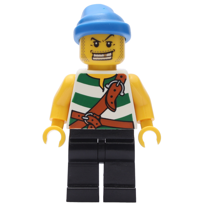 LEGO Pirate - Green Stripes, Black Legs, Blue Bandana (fig-005544)