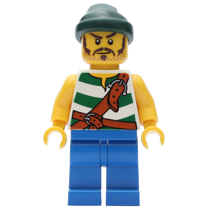 LEGO Pirate - Green Stripes, Blue Legs, Dark Green Bandana (fig-005545)