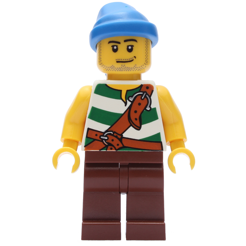 LEGO Pirate - Green Stripes, Reddish Brown Legs, Blue Bandana (fig-005546)