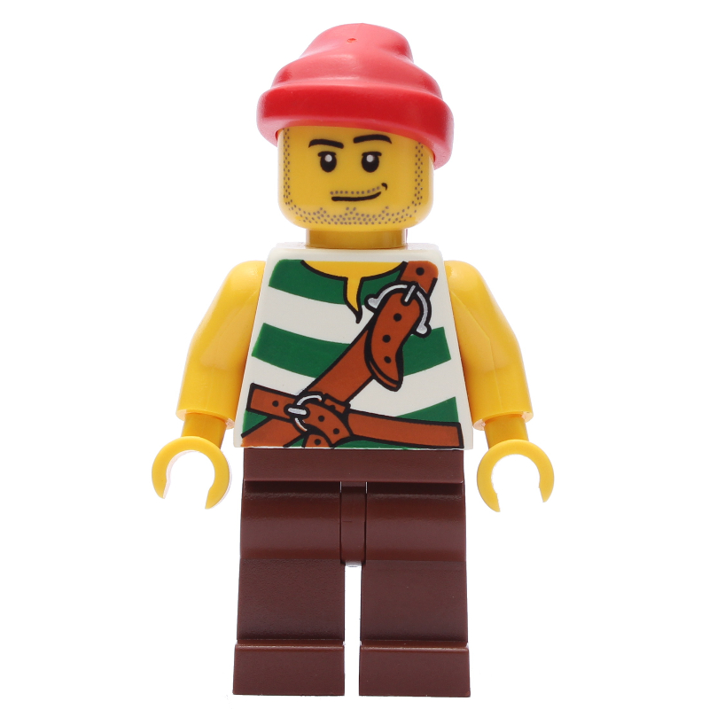 LEGO Pirate - Green Stripes, Reddish Brown Legs, Red Bandana (fig-005547)