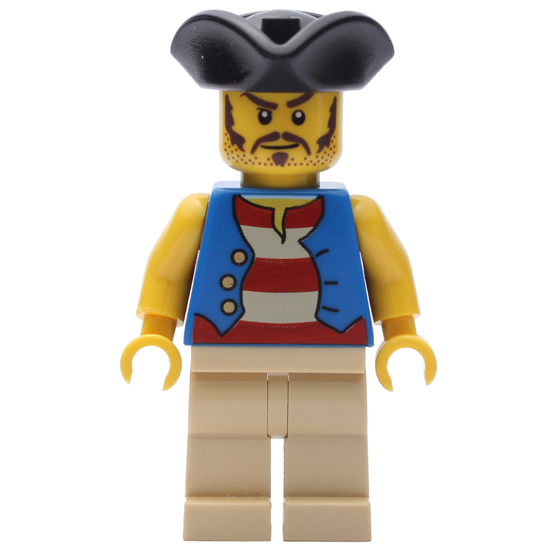 LEGO Pirate - Blue Vest, Tan Legs, Black Tricorne (3626b Head) (fig-005555)