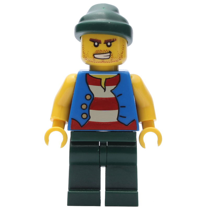 LEGO Pirate - Blue Vest, Dark Green Legs, Dark Green Bandana (fig-005557)