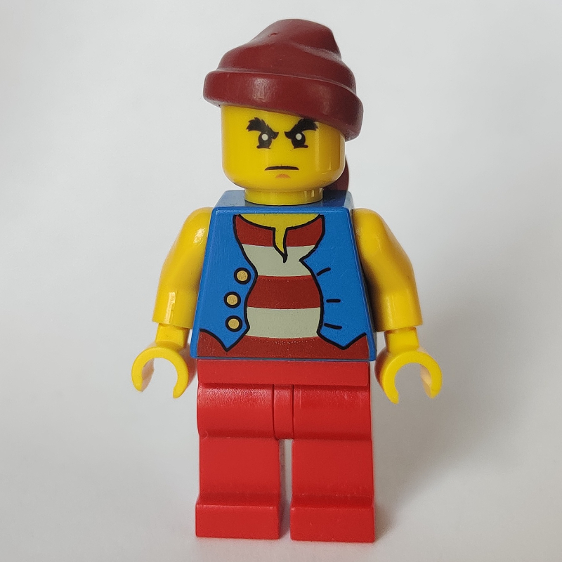 LEGO Pirate - Blue Vest, Red Legs, Dark Red Bandana, Bushy Eyebrows (fig-005561)