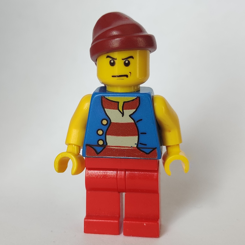 LEGO Pirate - Blue Vest, Red Legs, Dark Red Bandana, Scowl (fig-005562)