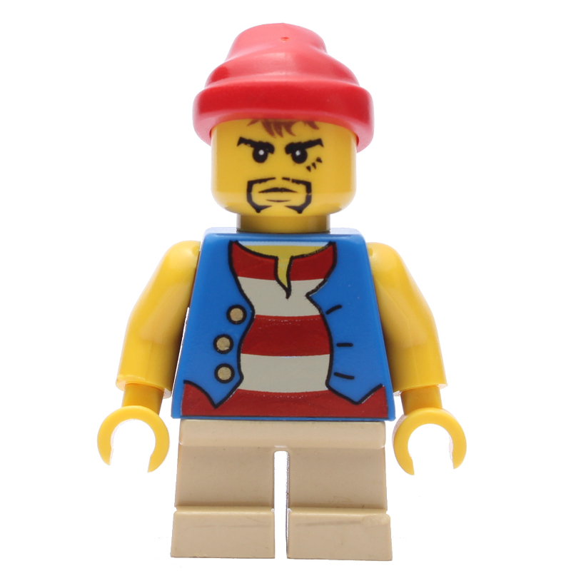 LEGO Pirate - Blue Vest, Short Tan Legs, Red Bandana (fig-005564)