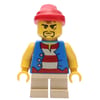 Pirate - Blue Vest, Short Tan Legs, Red Bandana